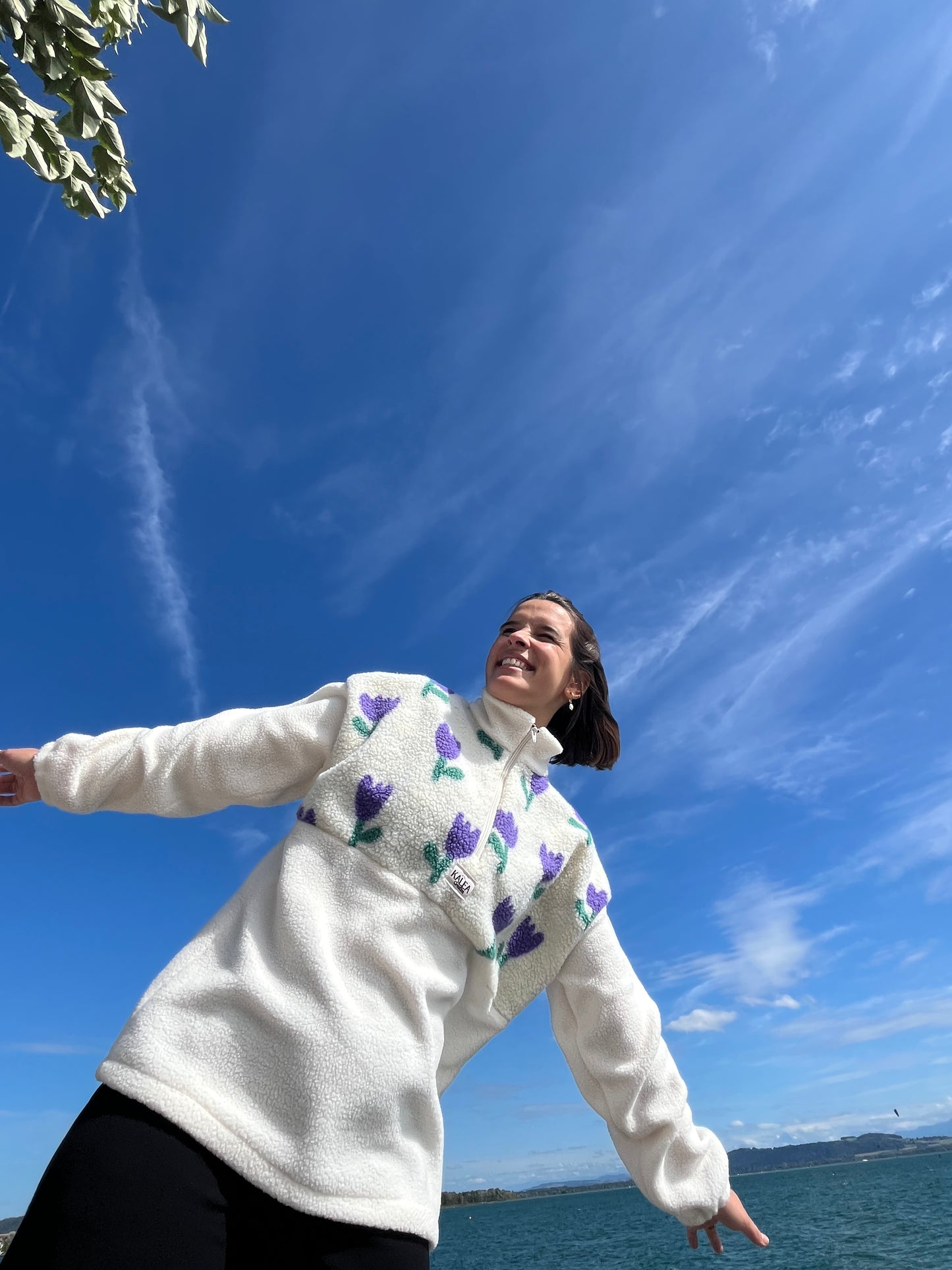 Polaire Tulipes / Blanc