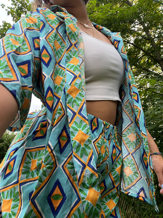 Chemise & Short oversized "bleu citronné"