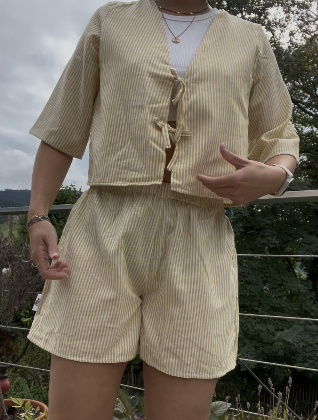 Blouse & Short Rayures Jaune